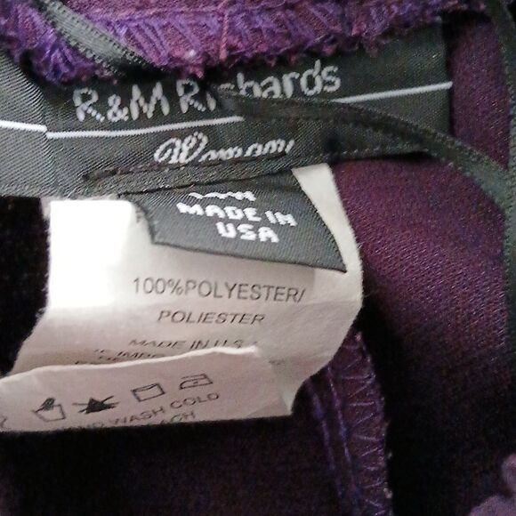 R&M Richards eggplant purple 2 in 1 blouse jacket and pant set Sz 14W - Picture 3 of 8